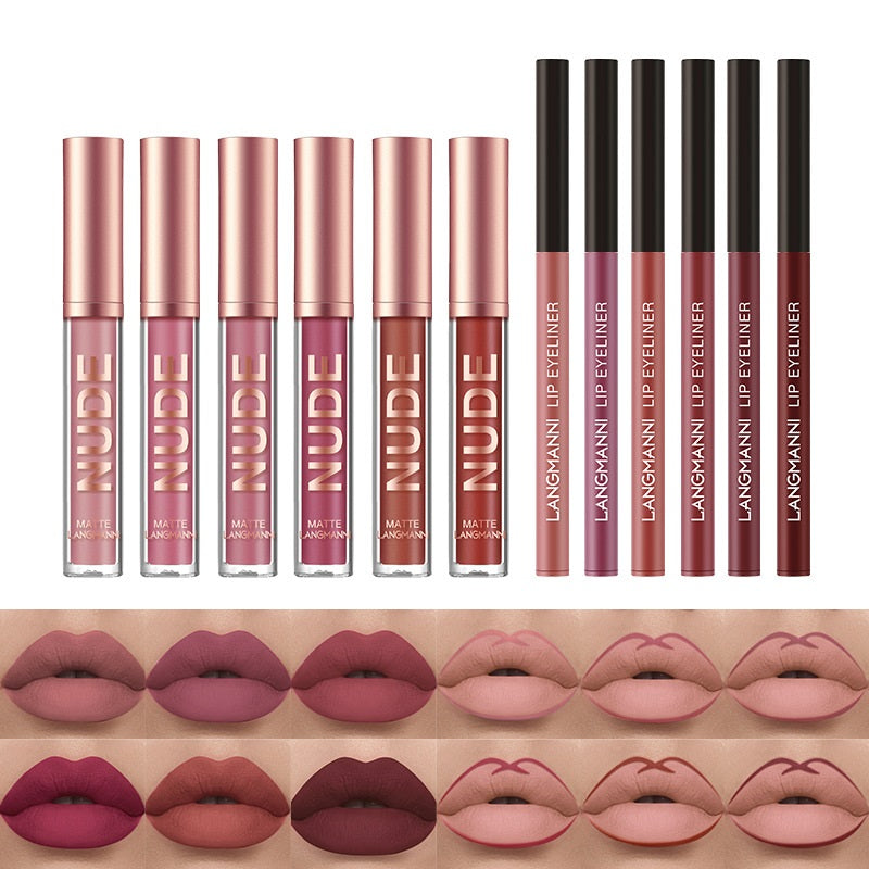 Matte Lip Liner Combination 12 Pieces Set