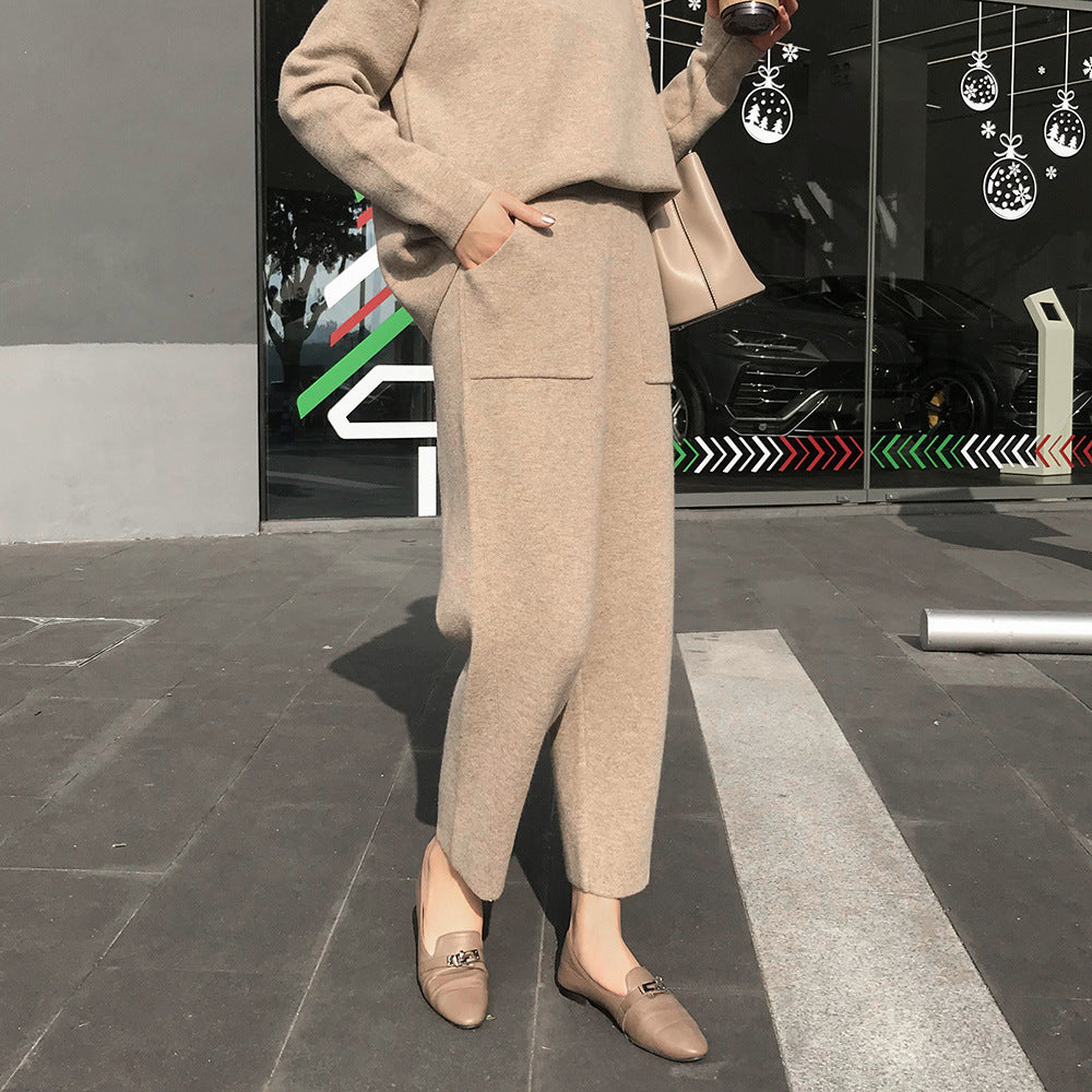 Knitted Casual Pants Suit