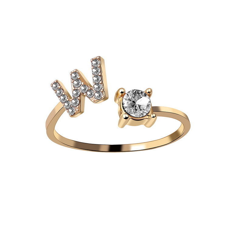 Adjustable 26 Initial Letter Ring Fashion Jewelry For Women