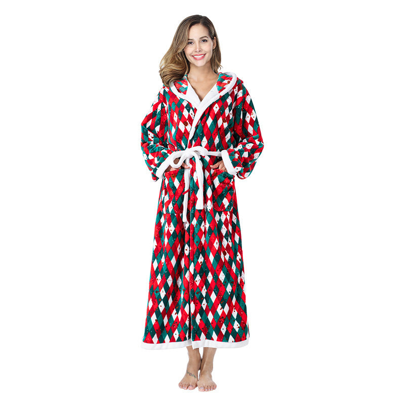 Sleepwear  Fleece Hooded Bathrobe