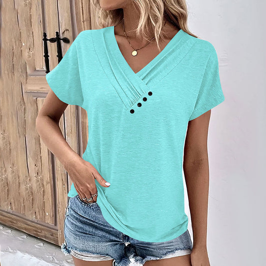 Casual V-neck Short-sleeved T-shirt