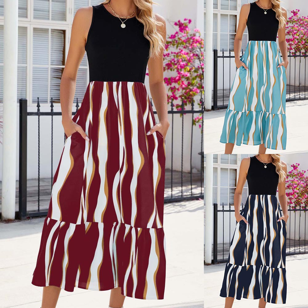 Round Neck Sleeveless Long Dress