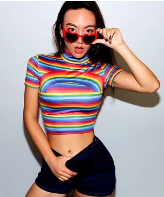 RAINBOW TURTLENECK TOP