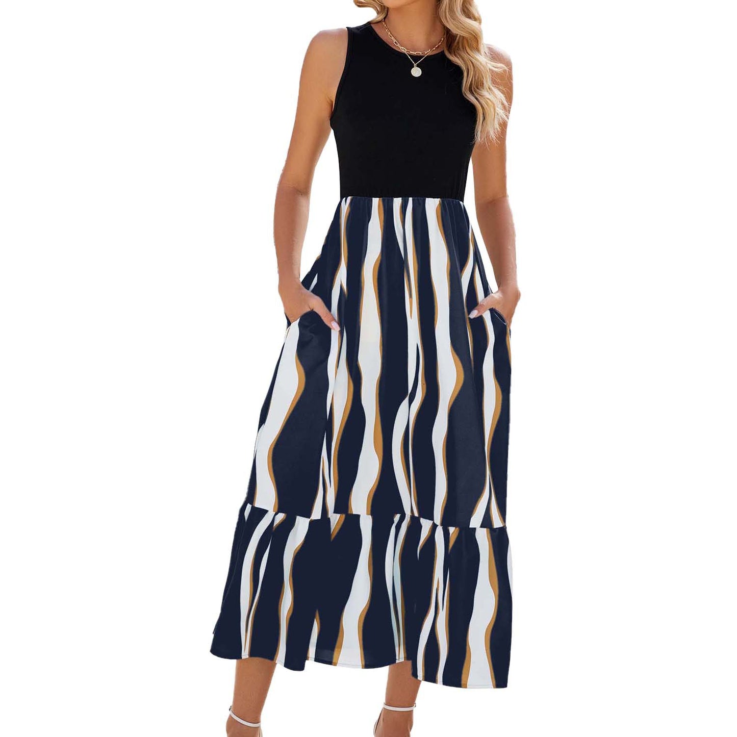 Round Neck Sleeveless Long Dress