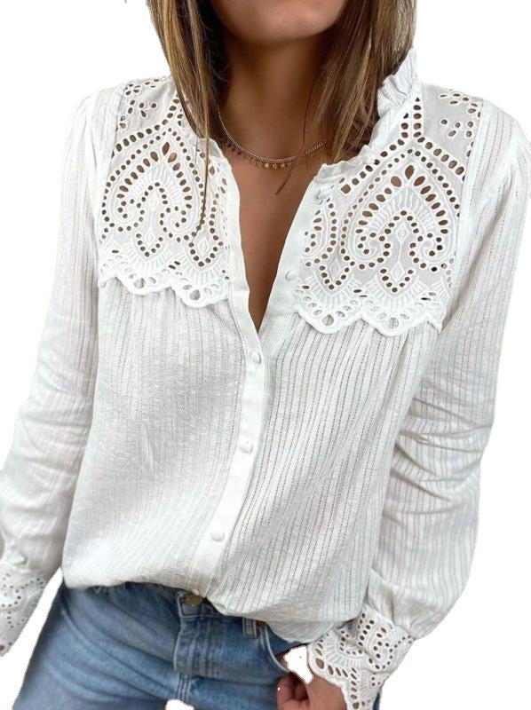 Autumn Lace Stitching Shirt