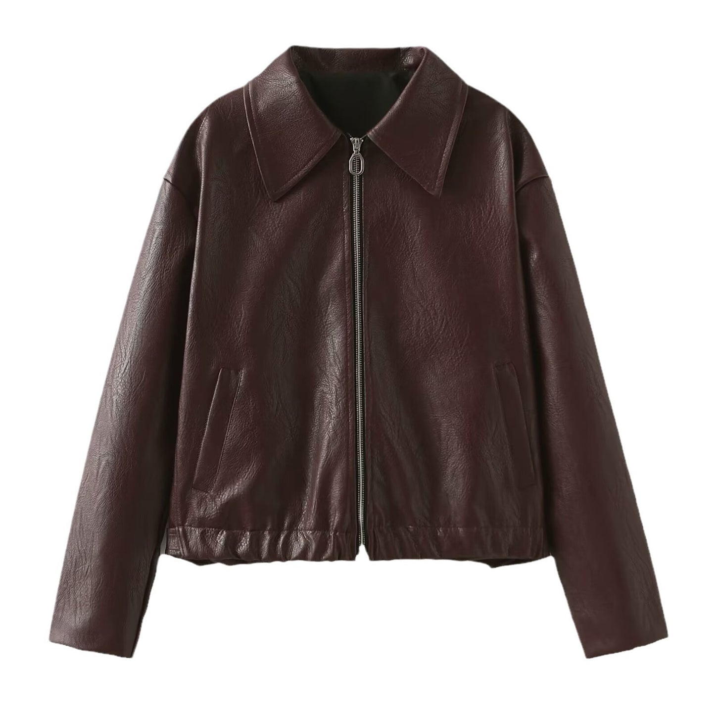 Long Sleeve Leather Coat Tops Women