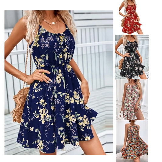 Floral Print Suspender Dress