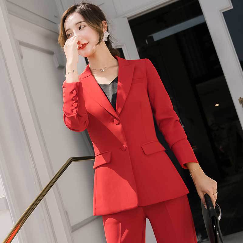 Solid Color Business Red Professional Suit