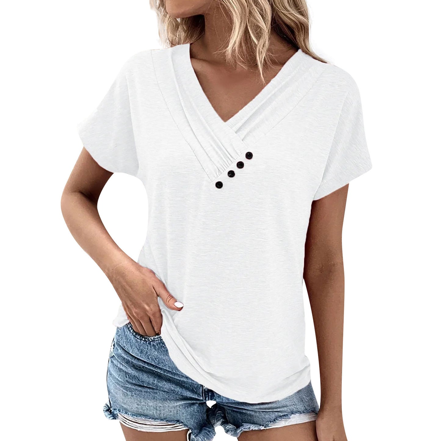 Casual V-neck Short-sleeved T-shirt