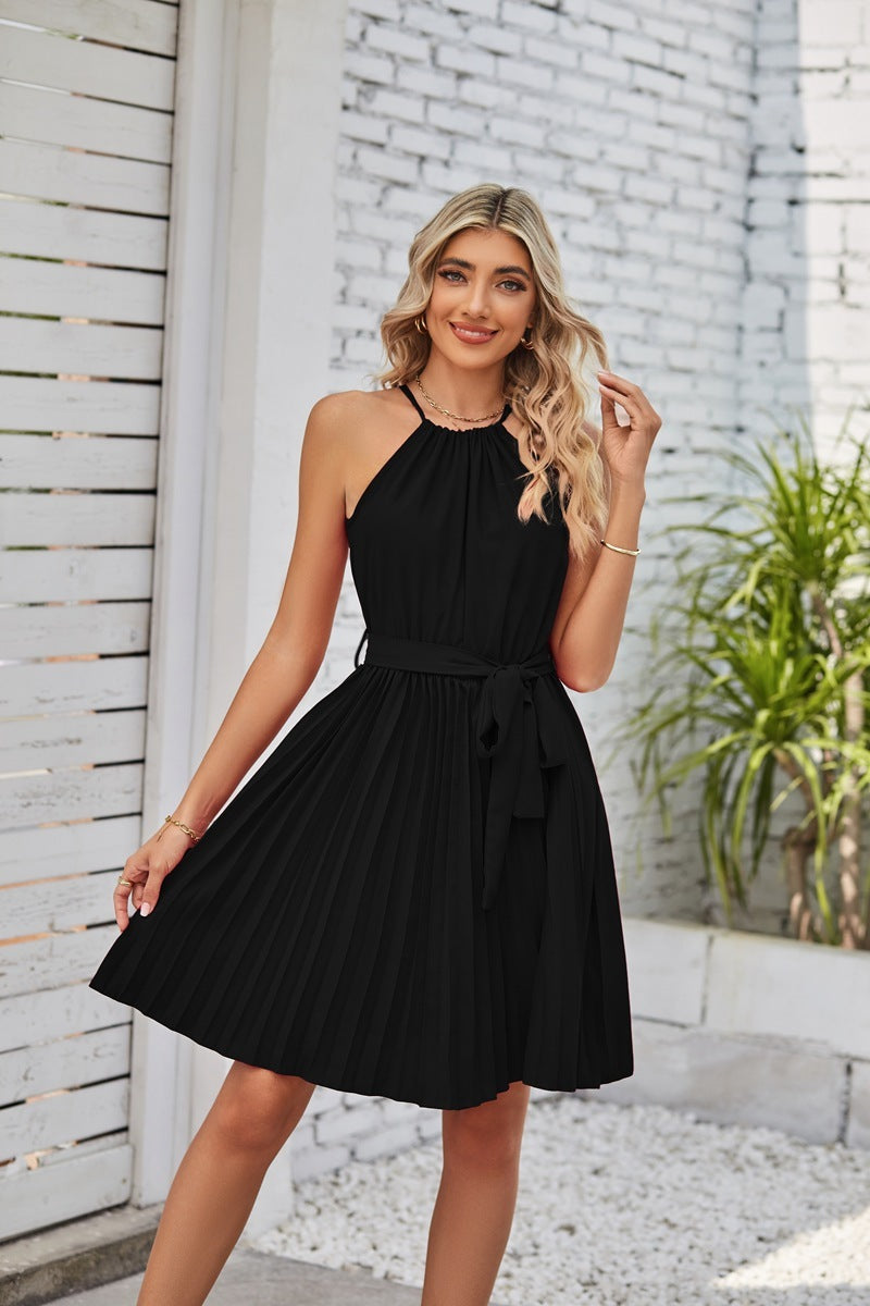 Solid Pleated Skirt