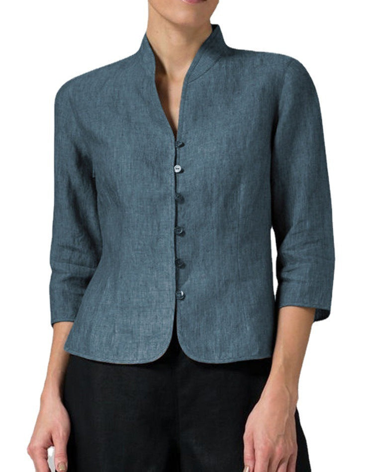 Cotton And Linen Short Women's Jackets