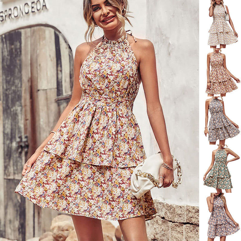 Summer Printed Halter Dress