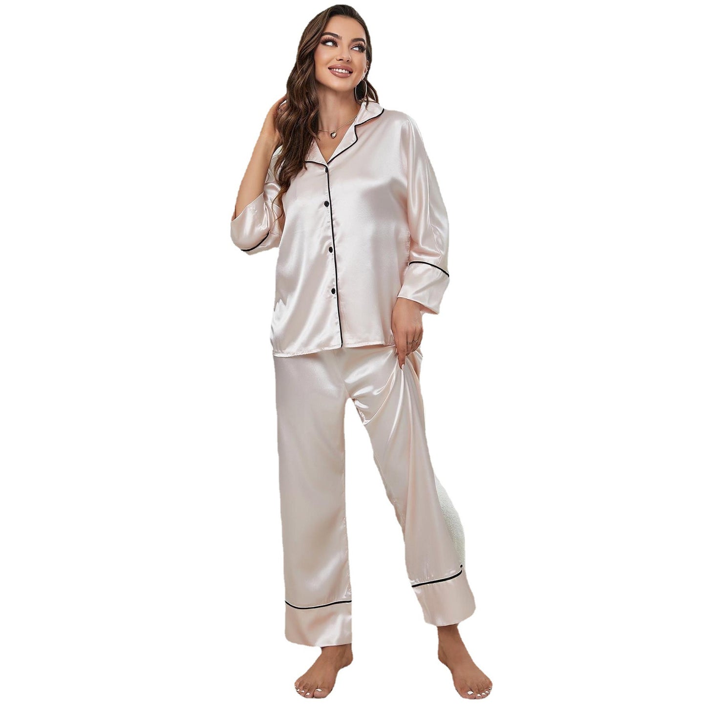 Long Sleeve Pajama Set Button Up Shirt And Pants