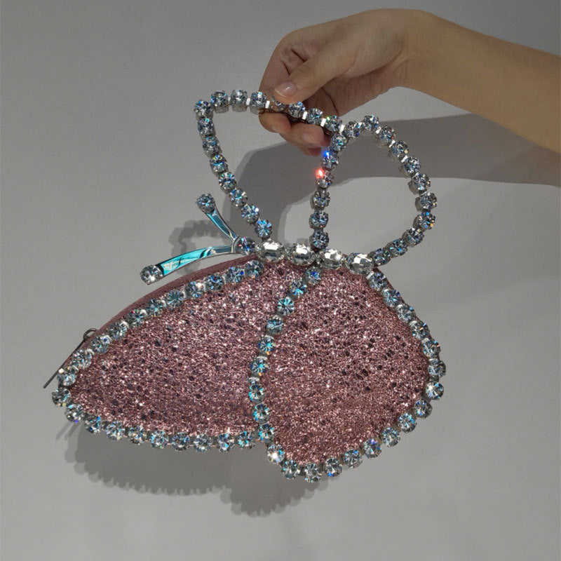 Butterfly Clutch With Diamonds  Dinner Bag