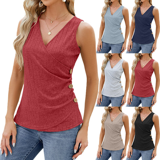 Sleeveless V-neck T-shirt