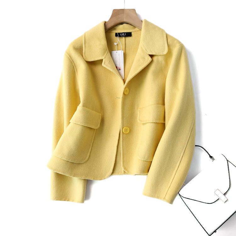 Fashion Pure Color Woolen Coat