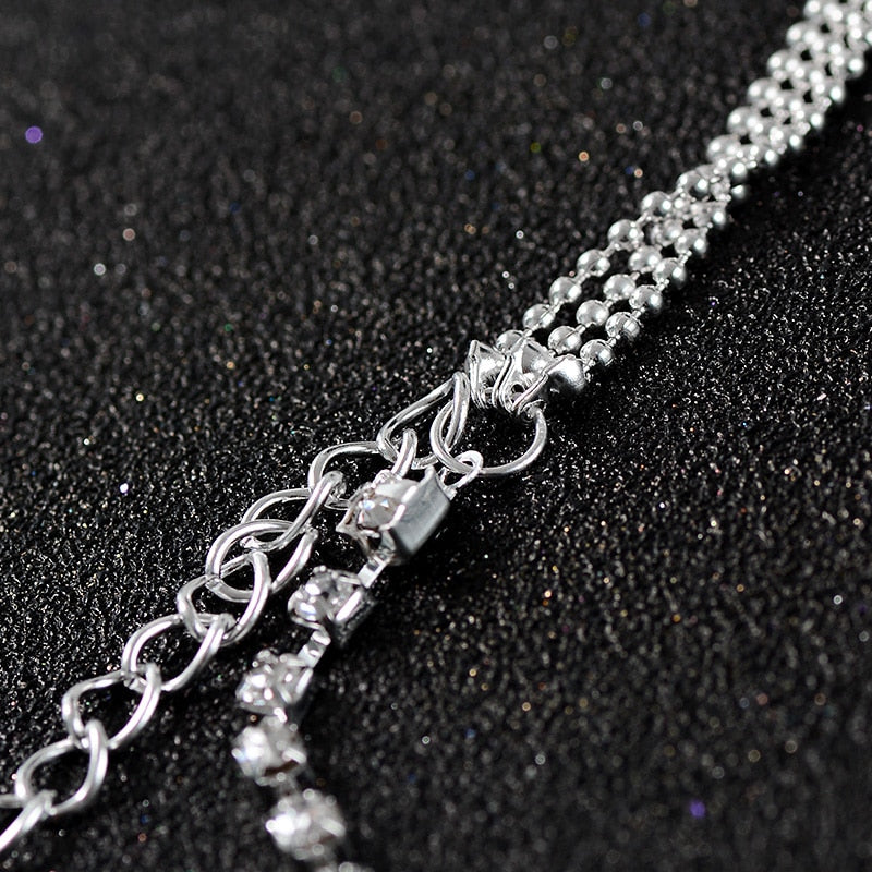 Multilayer  Crystal Anklet