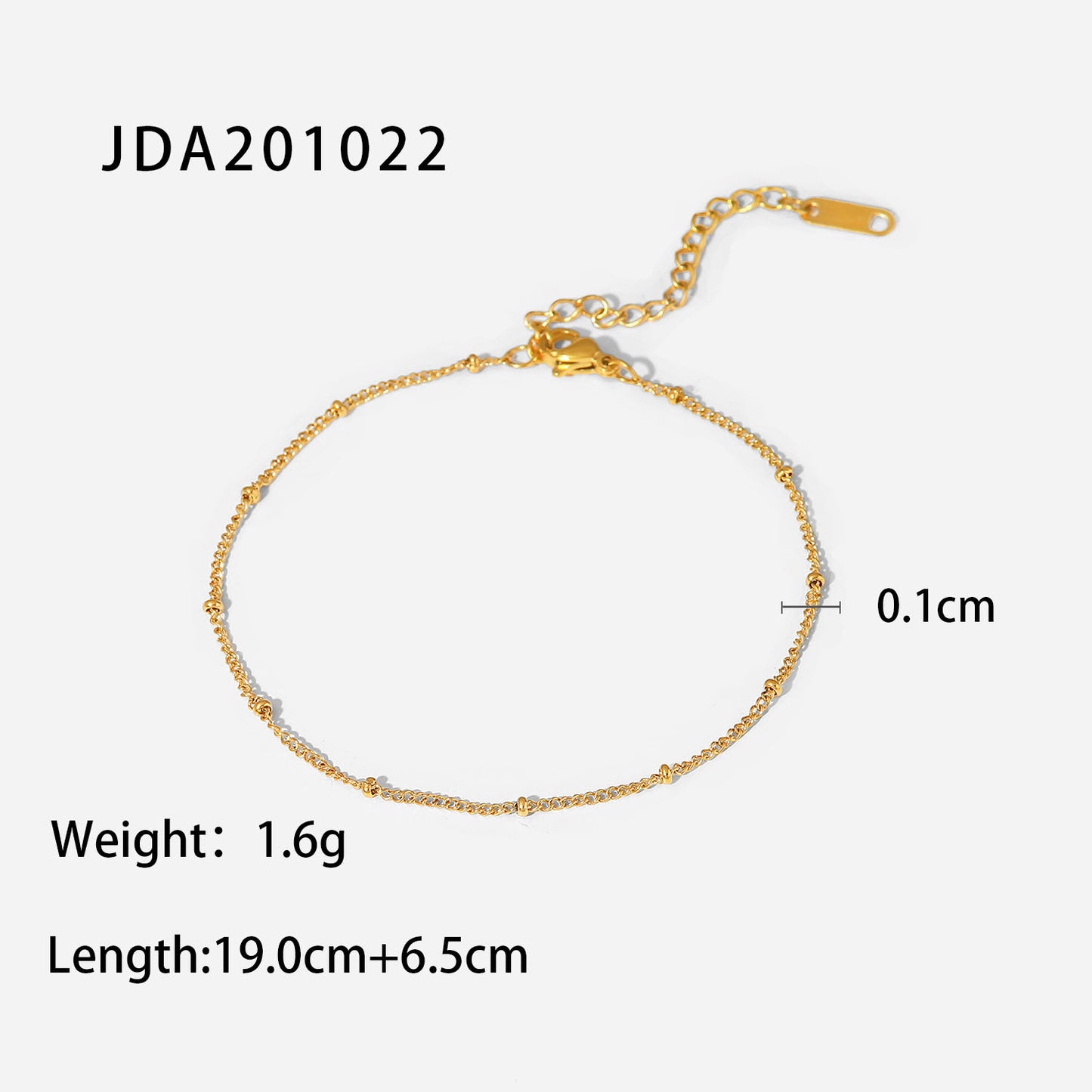 18K Gold Fine Bead Chain Stainless  Anklets