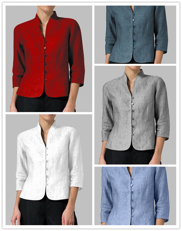 Cotton And Linen Short Women's Jackets