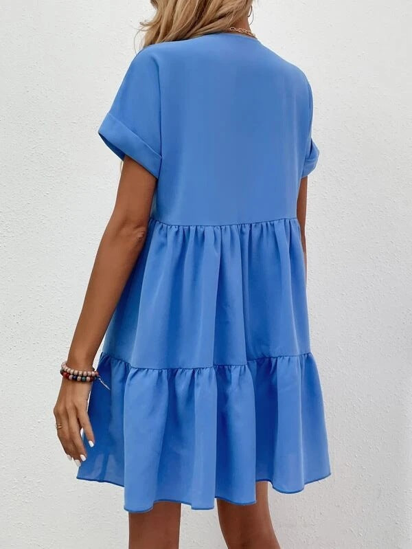 Short-sleeved V-neck Dress