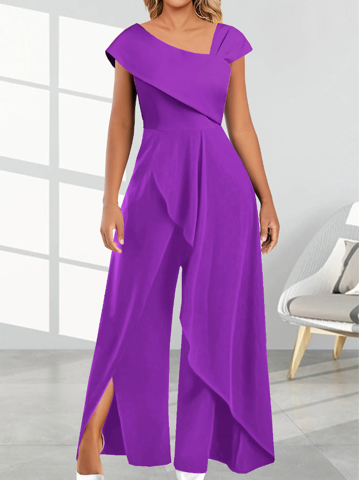 Diagonal Collar Jumpsuit