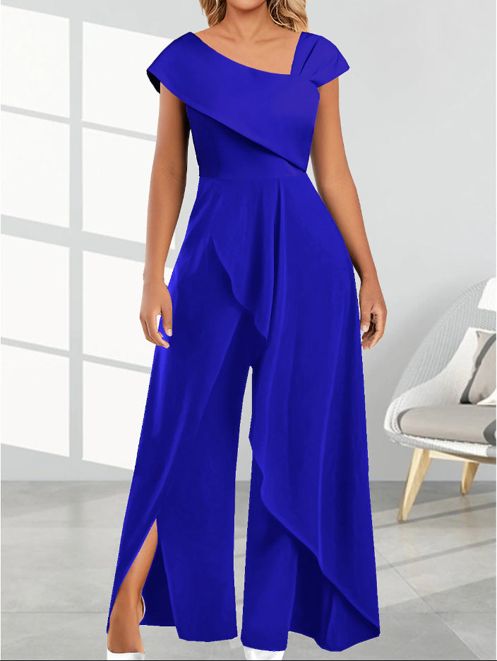 Diagonal Collar Jumpsuit