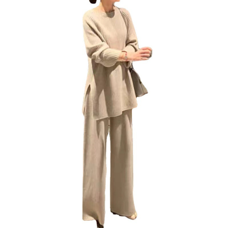 Knitted Sweater Wide-leg Pants Suit