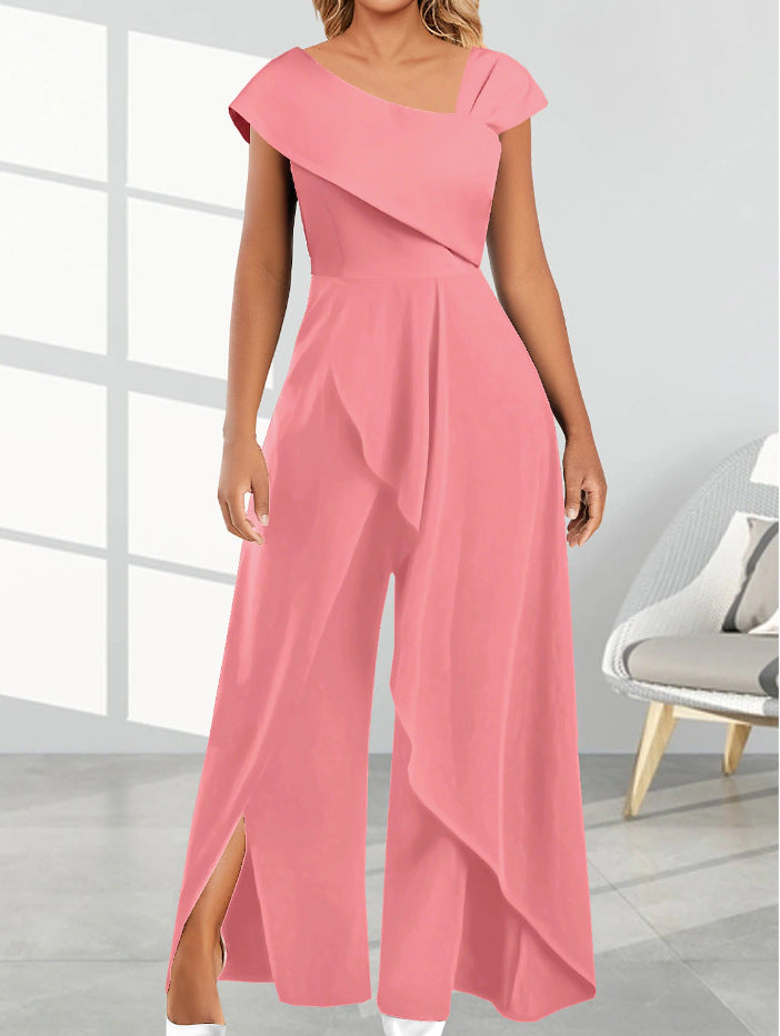 Diagonal Collar Jumpsuit