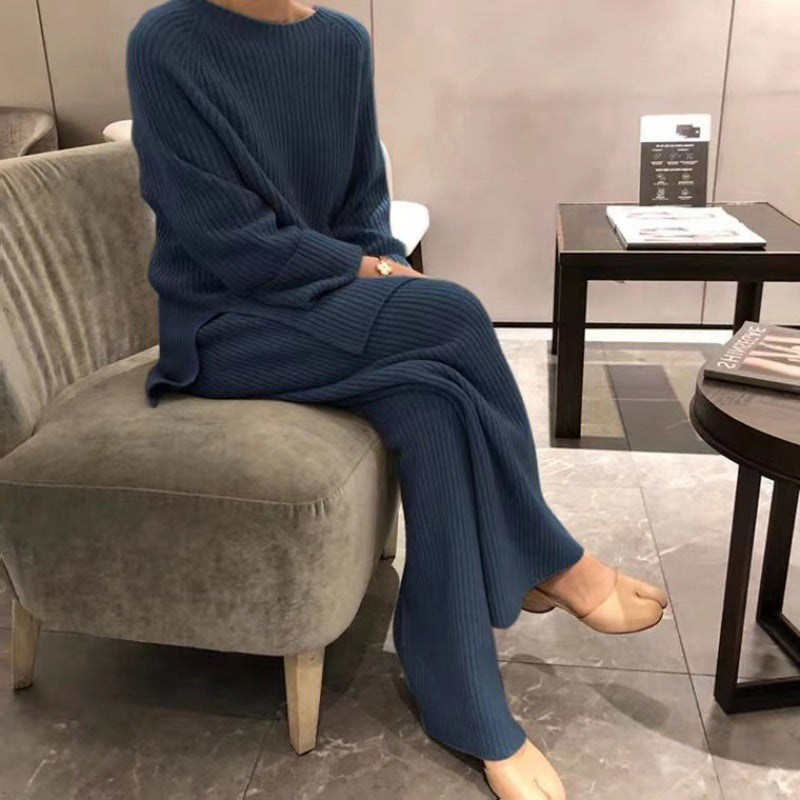 Knitted Sweater Wide-leg Pants Suit