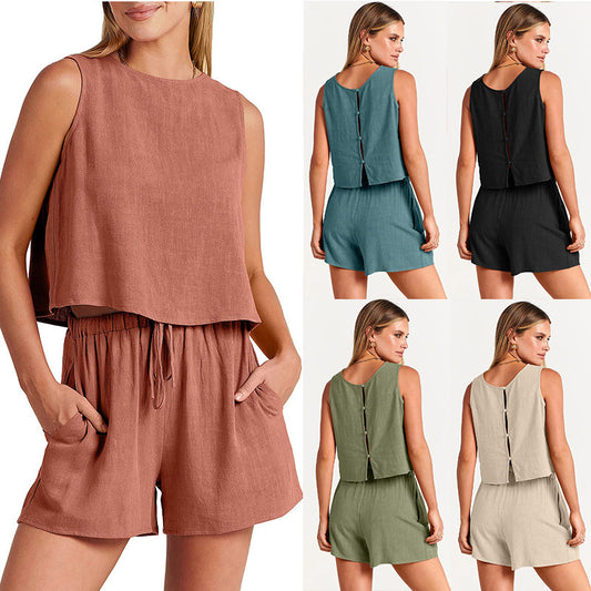 Sleeveless Tops And Drawstring Shorts