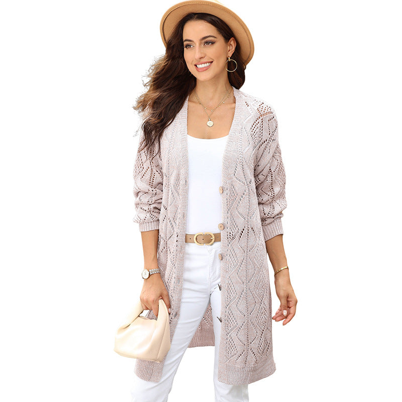 Versatile Buttons Hollow-out Long Cardigan