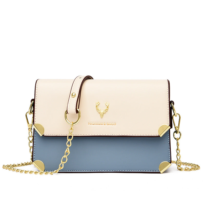 Color Contrast Deer Head Chain Crossbody Bag