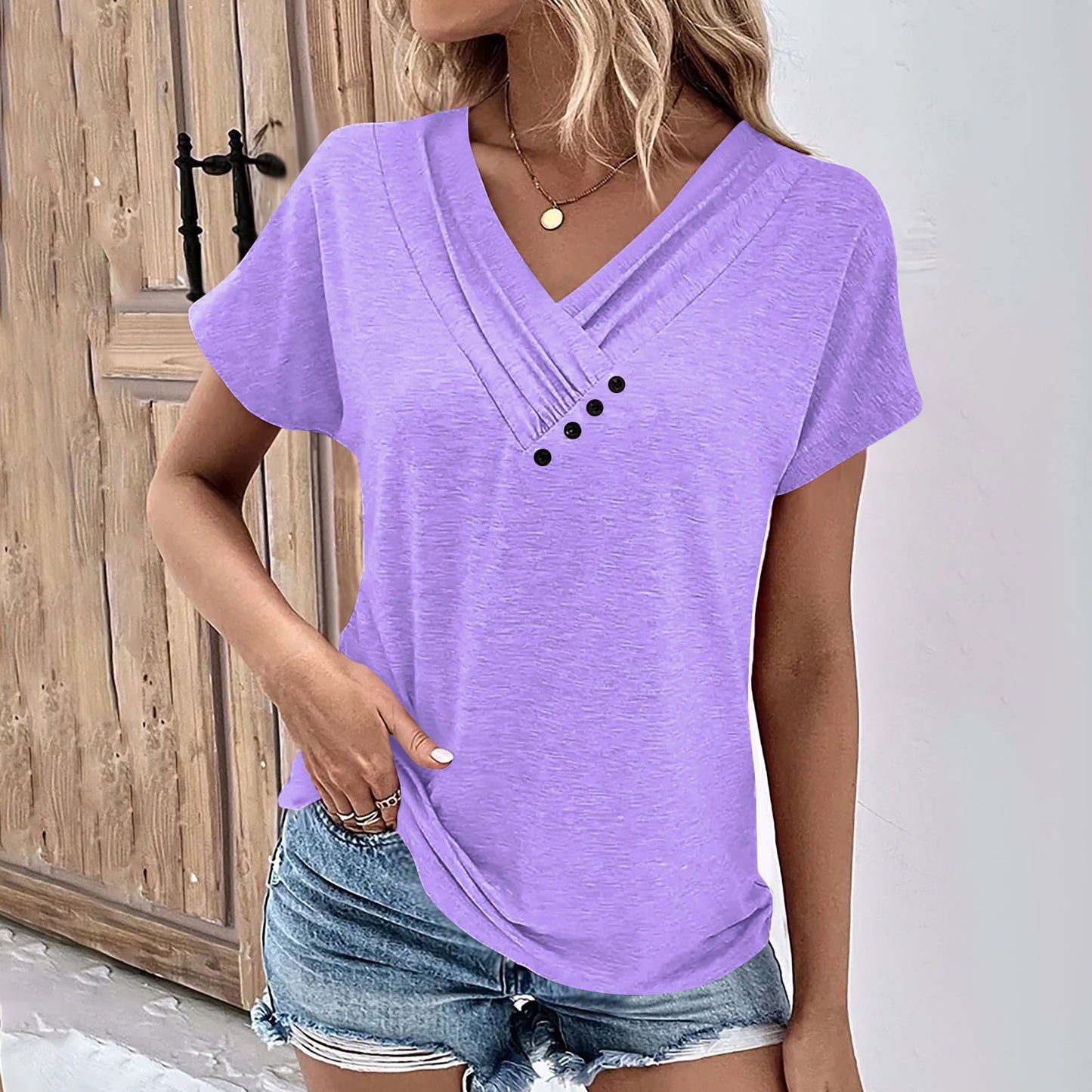 Casual V-neck Short-sleeved T-shirt