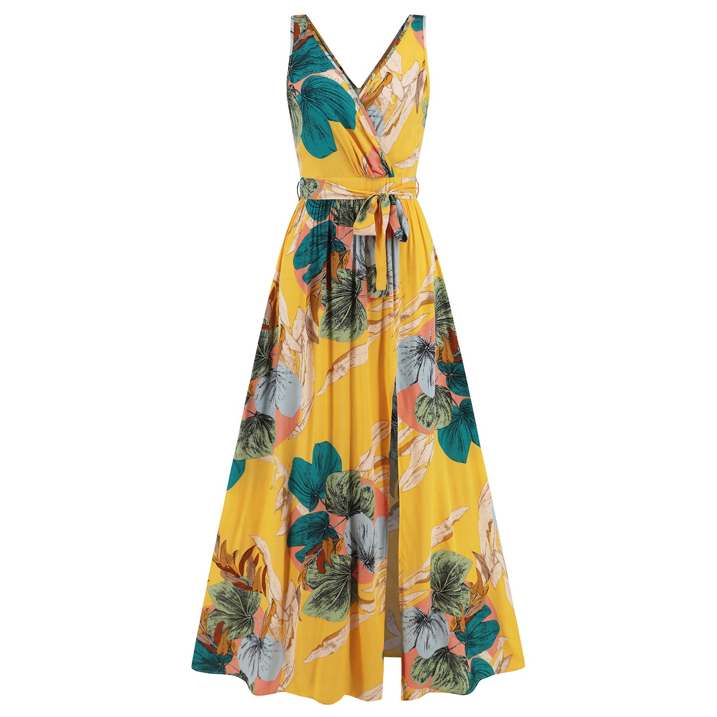 V-neck Floral Print Long Dress