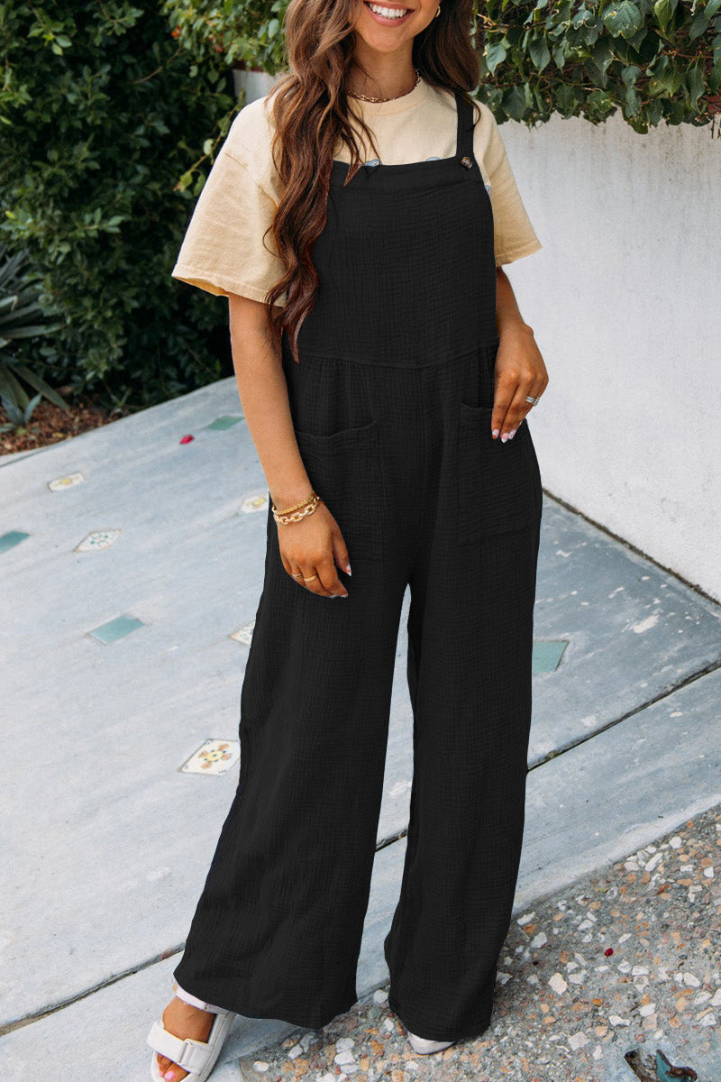 Square Neck Jumpsuit With Pockets