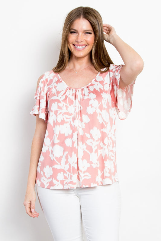 Be Stage Foral Cold Shoulder Top