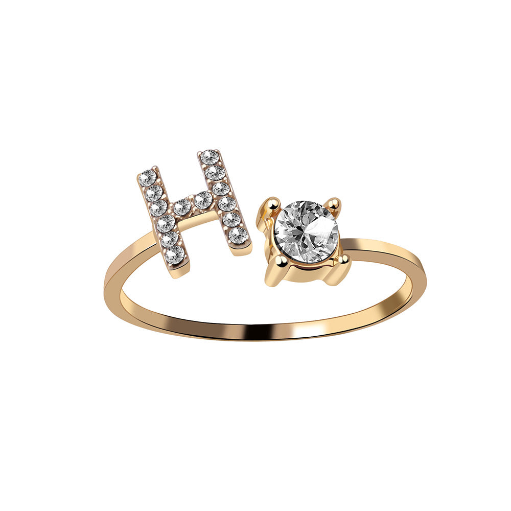 Adjustable 26 Initial Letter Ring Fashion Jewelry For Women