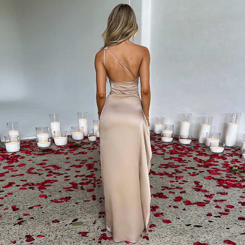 One-shoulder  Sexy Satin Dress