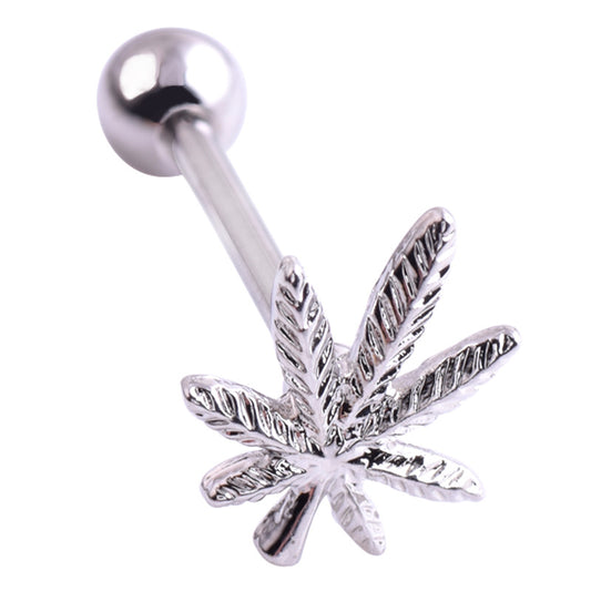 Stainless Steel Leaf Tongue Ring Piercing