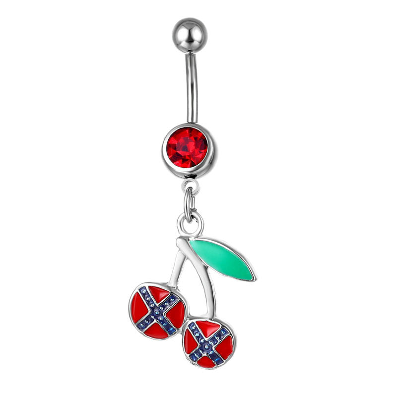 Piercing y Fruit Cherry Pendant Belly Ring