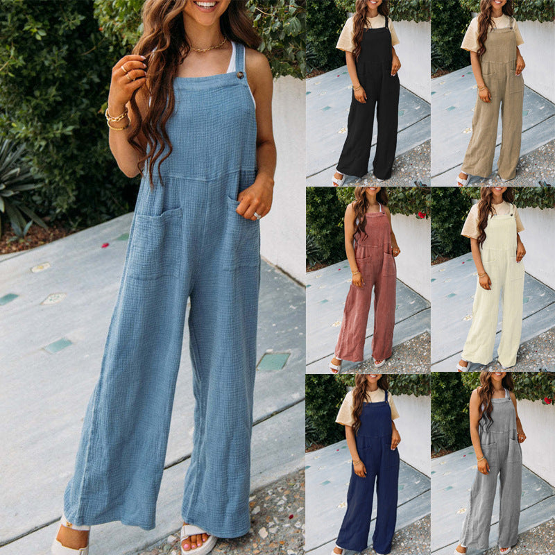 Square Neck Jumpsuit With Pockets