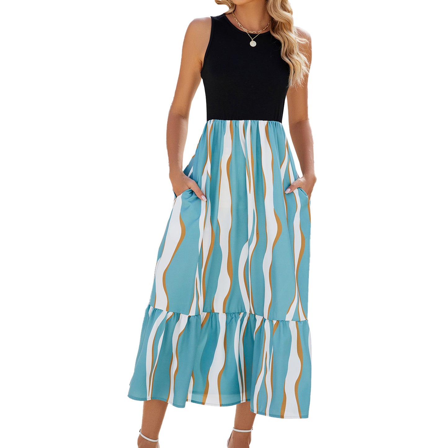 Round Neck Sleeveless Long Dress