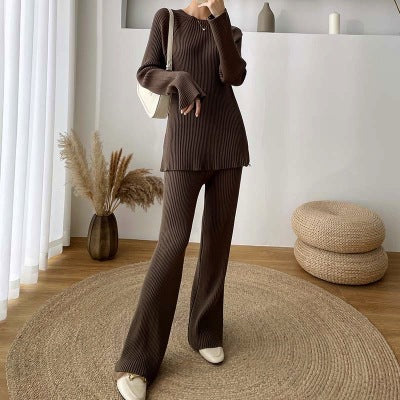 Two Piece  Knitted Wide Leg Pants