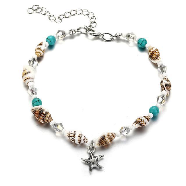 Green Blue Color Star Fish Anklet