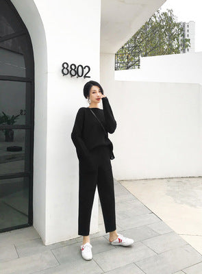 Knitted Casual Pants Suit