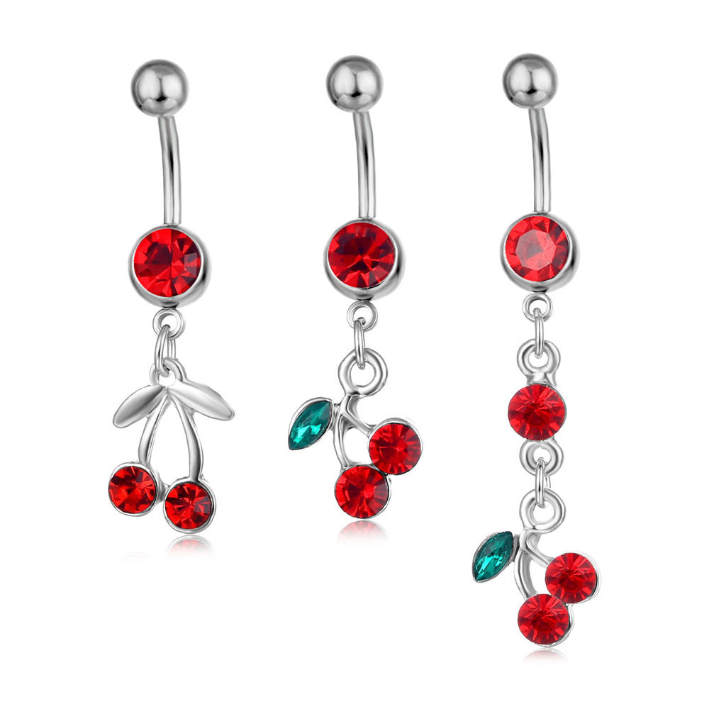 Piercing y Fruit Cherry Pendant Belly Ring