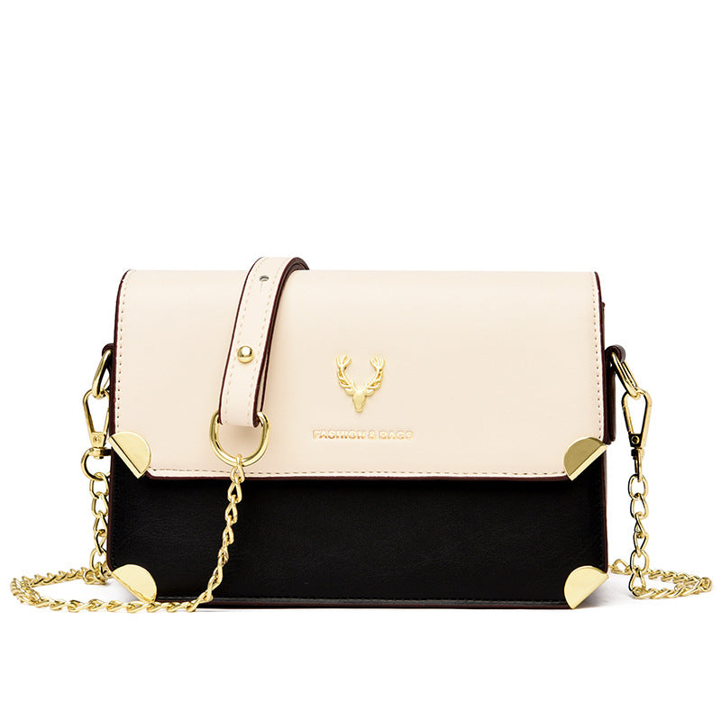 Color Contrast Deer Head Chain Crossbody Bag