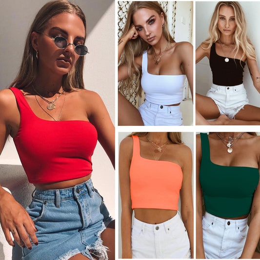 One-shoulder Vest Crop Top