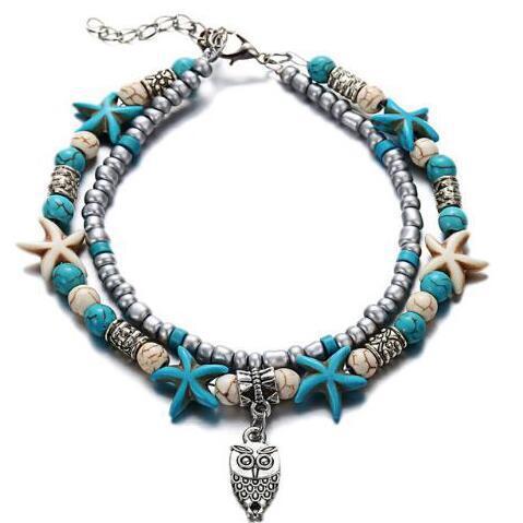 Green Blue Color Star Fish Anklet