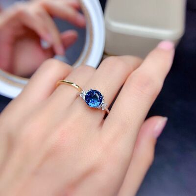 Silver-Plated Artificial Gemstone Ring